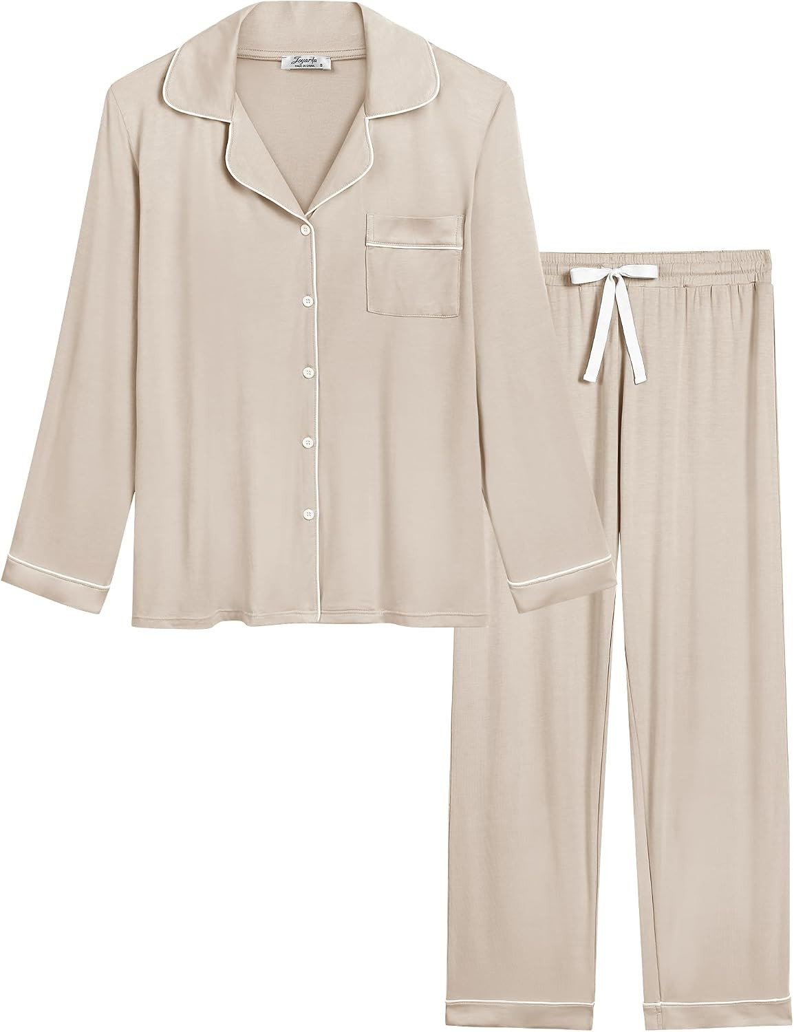 Cherrydew Women's Bamboo Viscose Cooling Long Sleeve Button Up Pajama Set | Amazon (US)
