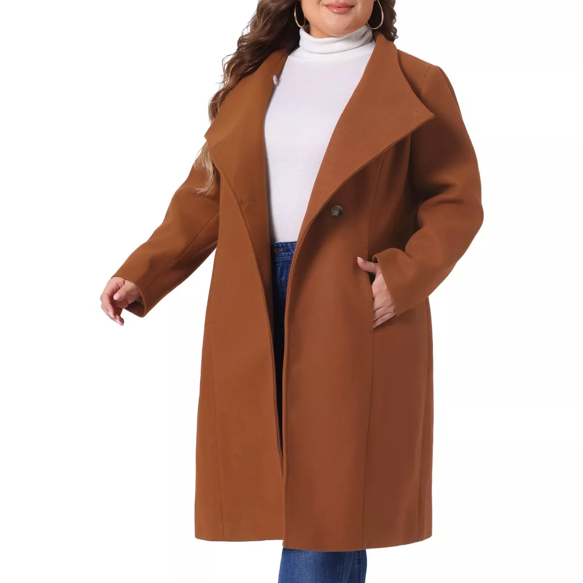 Agnes Orinda Women's Plus Size Winter Stand Collar Long Sleeve Back Split Long Overcoat | Target