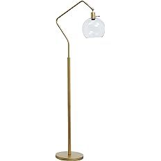 Benjara Glass Shade Tilted Metal Frame Floor Lamp, Gold and White | Amazon (US)
