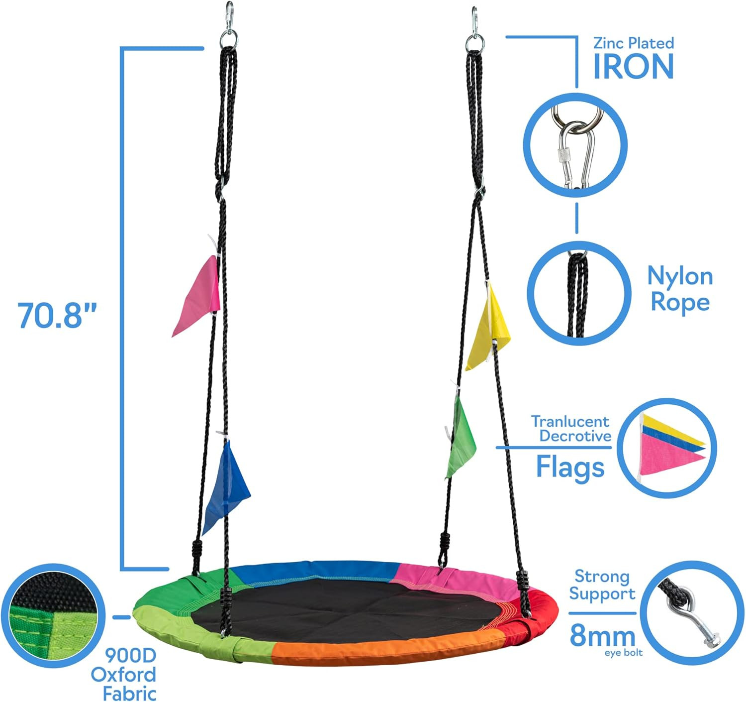 40 Inch Tree Swing Saucer Swing - 800Lb Weight Capacity, 900D Oxford Waterproof, With Hanging Str... | Amazon (US)