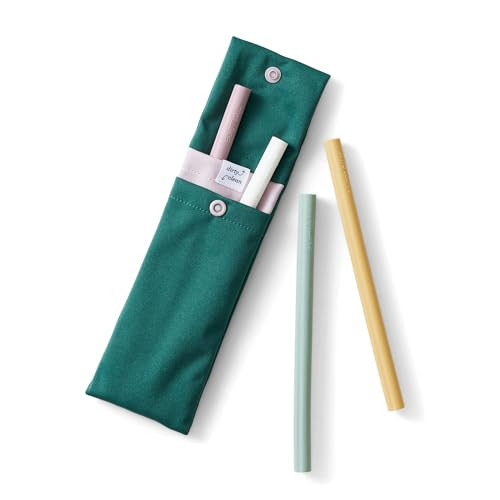 Esembly Sipper Set - Reusable Silicone Straws with Dual-Compartment Travel Pouch, Earth-Friendly, Easy to Clean, BPA Free - Forest | Amazon (US)