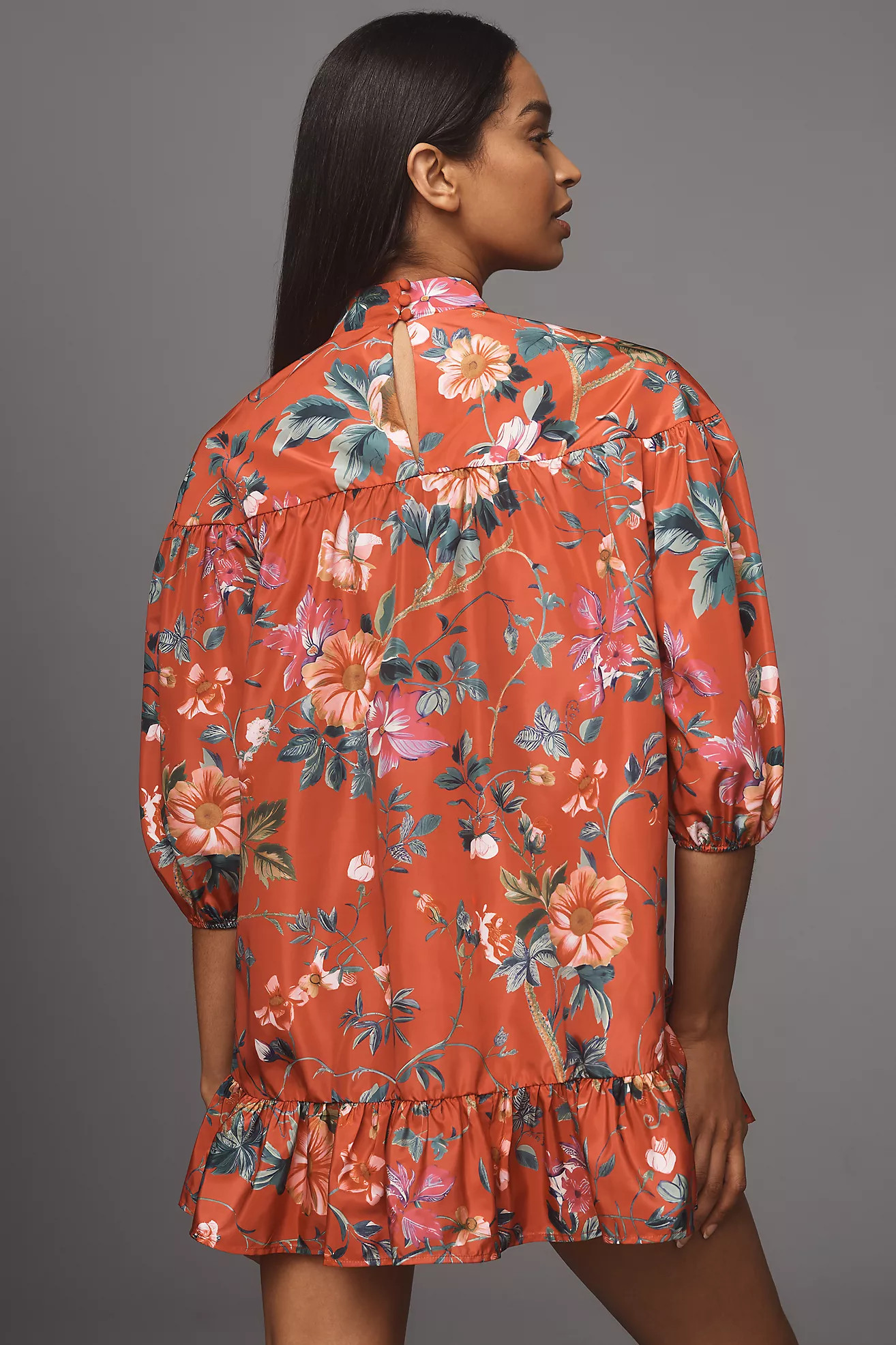 By Anthropologie Long-Sleeve Mock-Neck Swing Mini Dress | Anthropologie (US)