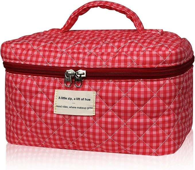 Large Makeup Bag, Cute Cosmetic Bag for Women Girls, Floral Coquette Aesthetic Toiletry Bag, Trav... | Amazon (US)