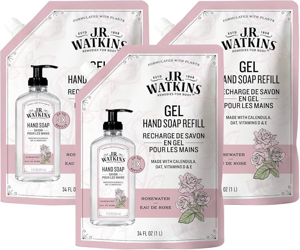 J.R. Watkins Gel Hand Soap Refill, Moisturizing Hand Wash, All Natural, Alcohol-Free, Cruelty-Fre... | Amazon (US)