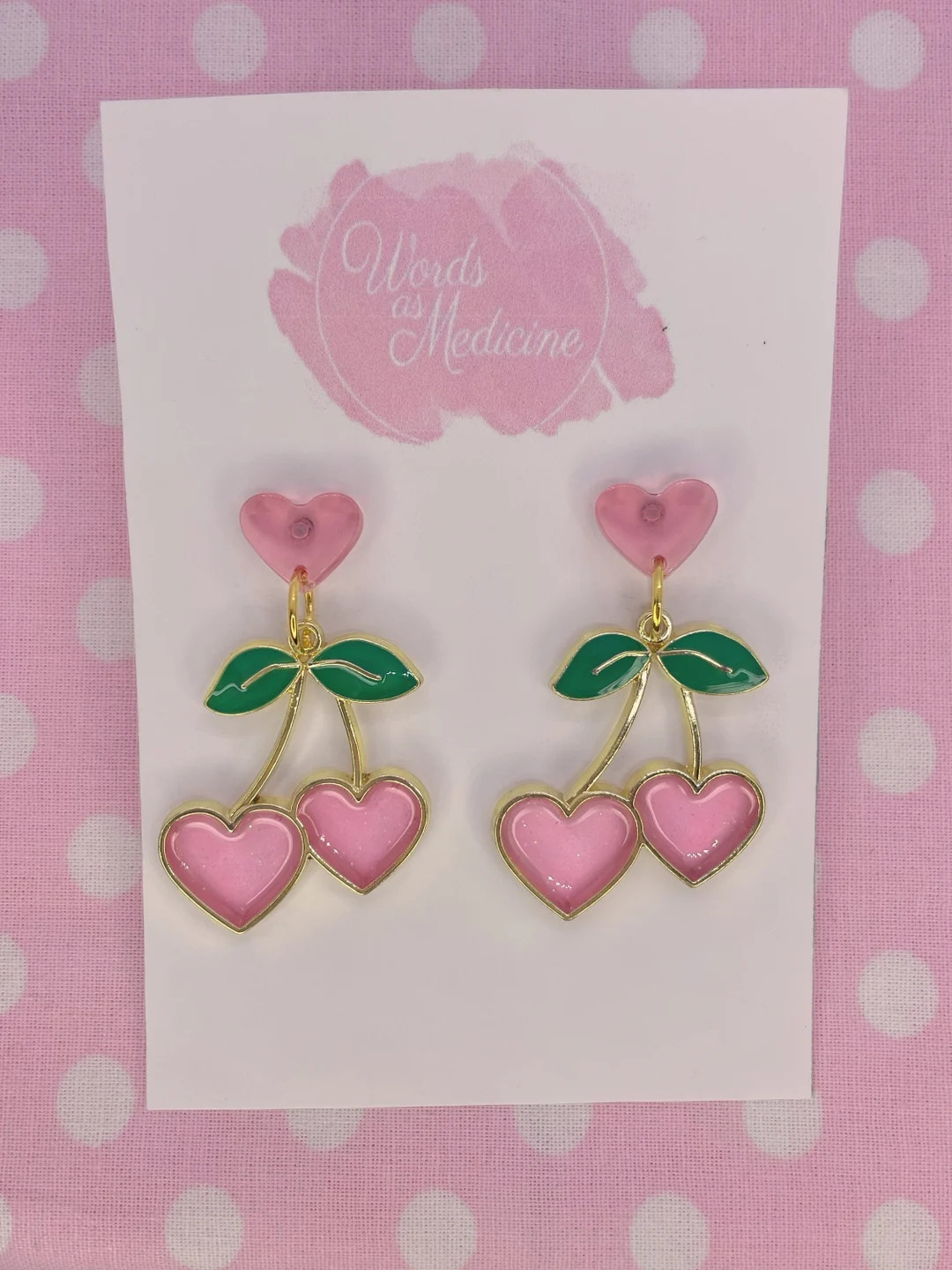 Sparkly Pink Cherry Heart Retro Kitsch Pin up Valentines Day Earrings - Etsy Canada | Etsy (CAD)