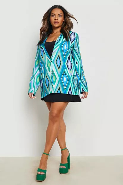 Plus Geo Print Blazer | Boohoo.com (US & CA)