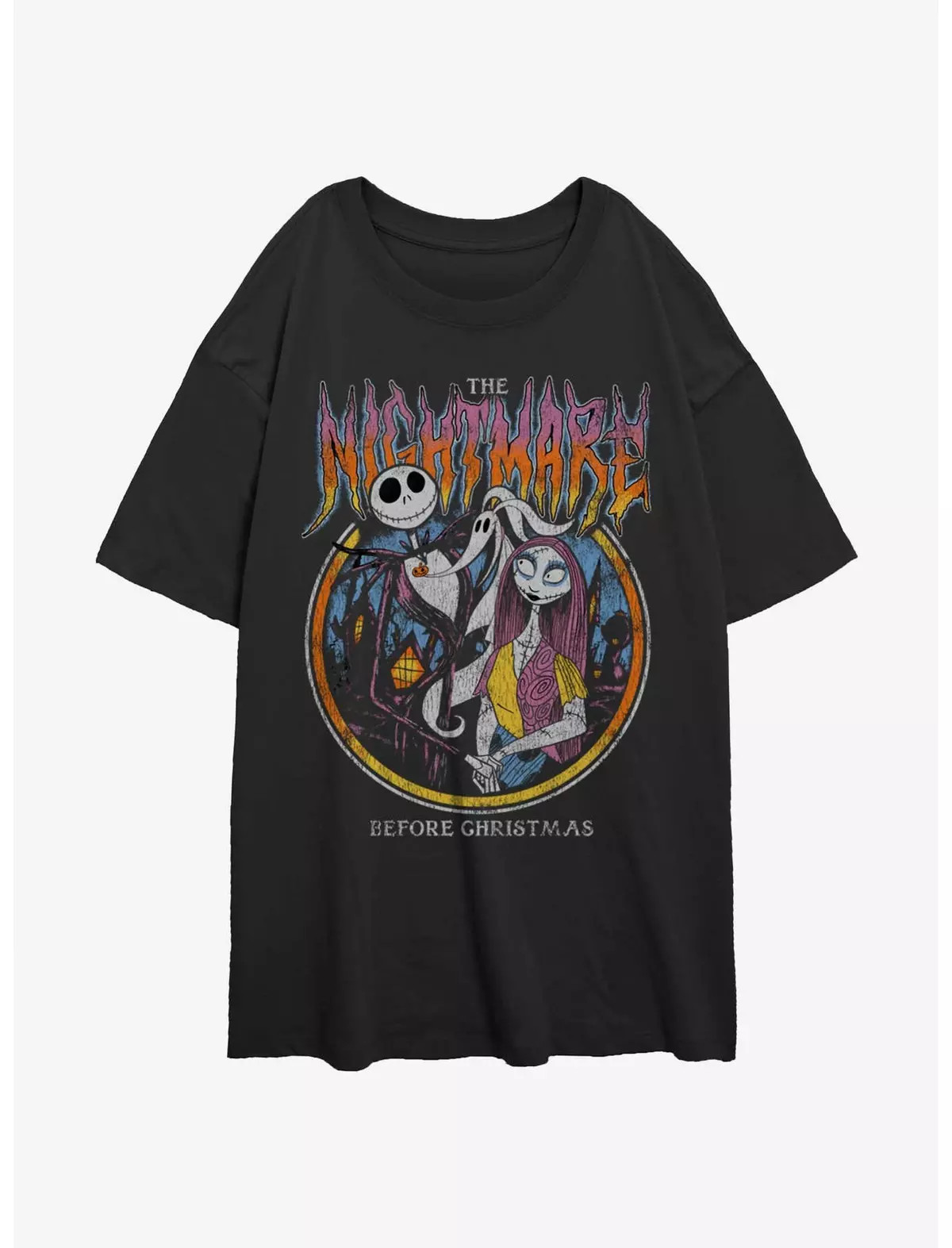 The Nightmare Before Christmas Jack & Sally Nightmare Metal Girls Oversized T-Shirt | Hot Topic