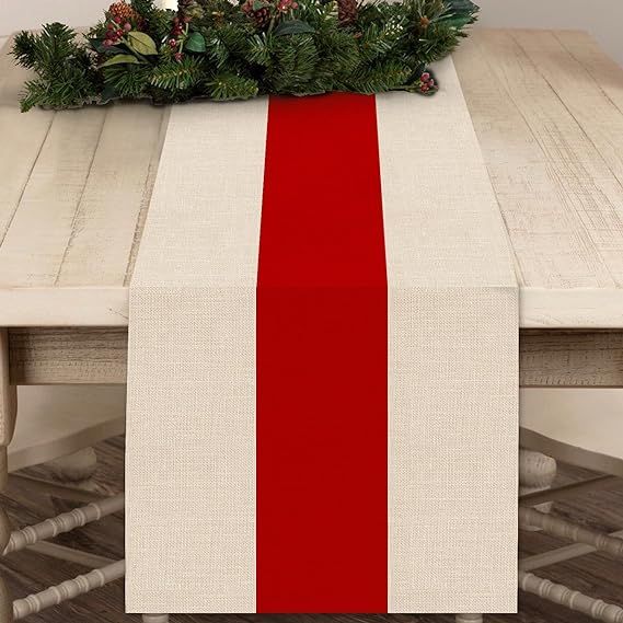 Seliem New Year 2024 Red Stripe Table Runner, Merry Christmas Tabletop Scarf Home Kitchen Winter ... | Amazon (US)