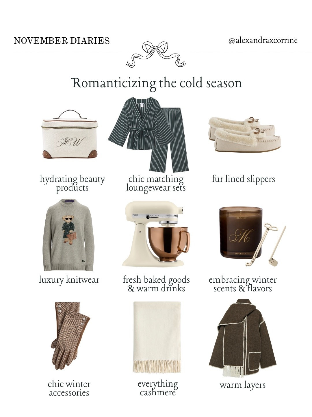 Just some small things you can implement to romanticize & embrace the cold season this year 🤎

#winteraesthetic #coldseason #cozyseason #moodboardaesthetic #pinterestinspo 

[ romanticize your life, cold weather season tips, cozy winter aesthetic, ber months, preppy chic winter essentials, Ralph Lauren, Nancy Meyers, Pinterest mood board aesthetic ]

#LTKStyleTip