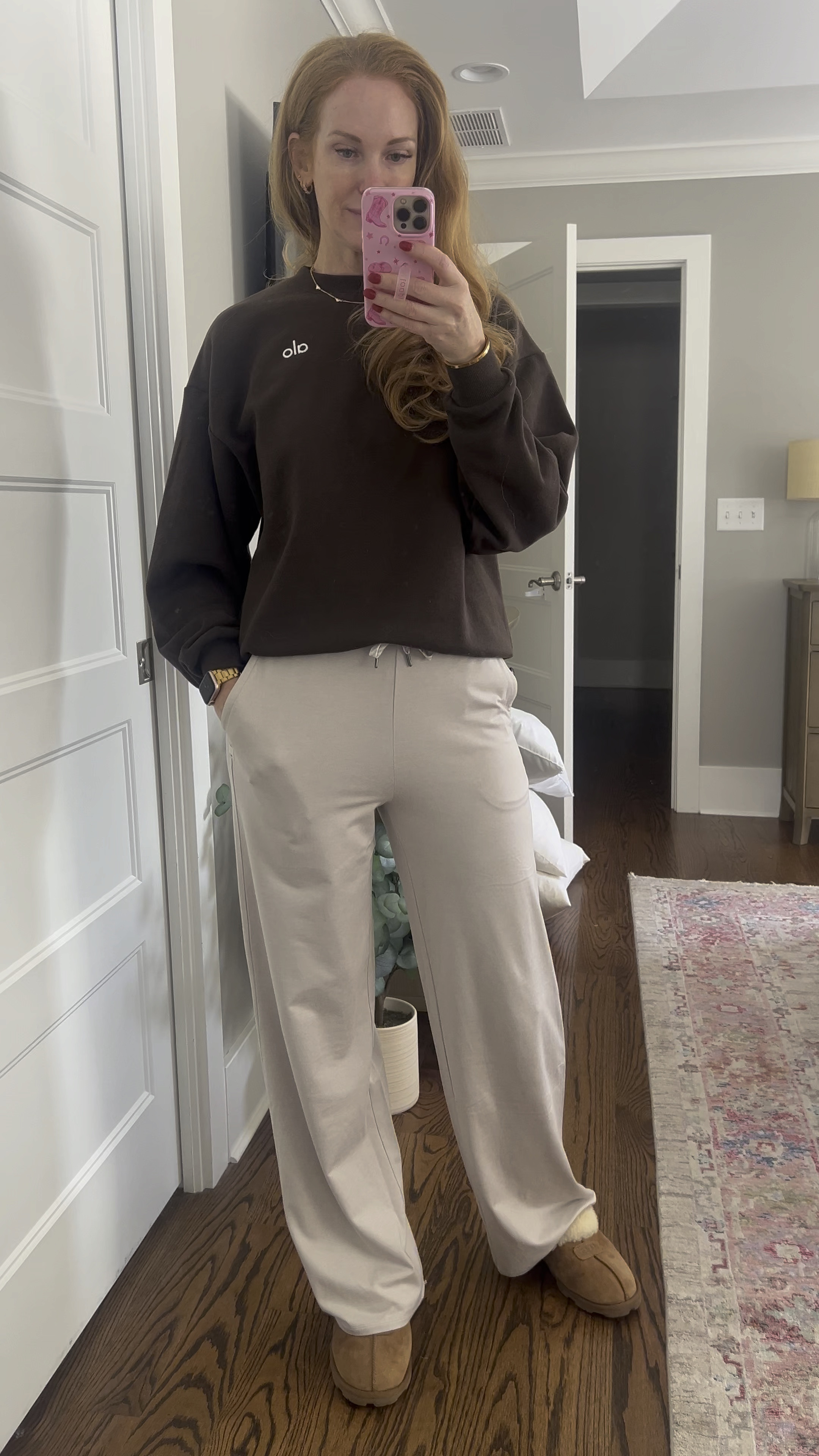 I will be wearing this on repeat! The alo sweatshirt is soooo soft and cozy and comes in tons of colors. I’m in an XS - it runs big! 
And these Vuori wide leg pants are everything! I have them in charcoal and needed this pretty neutral. I’m in a size small. 🍂

#LTKVideo #LTKActive #LTKSeasonal