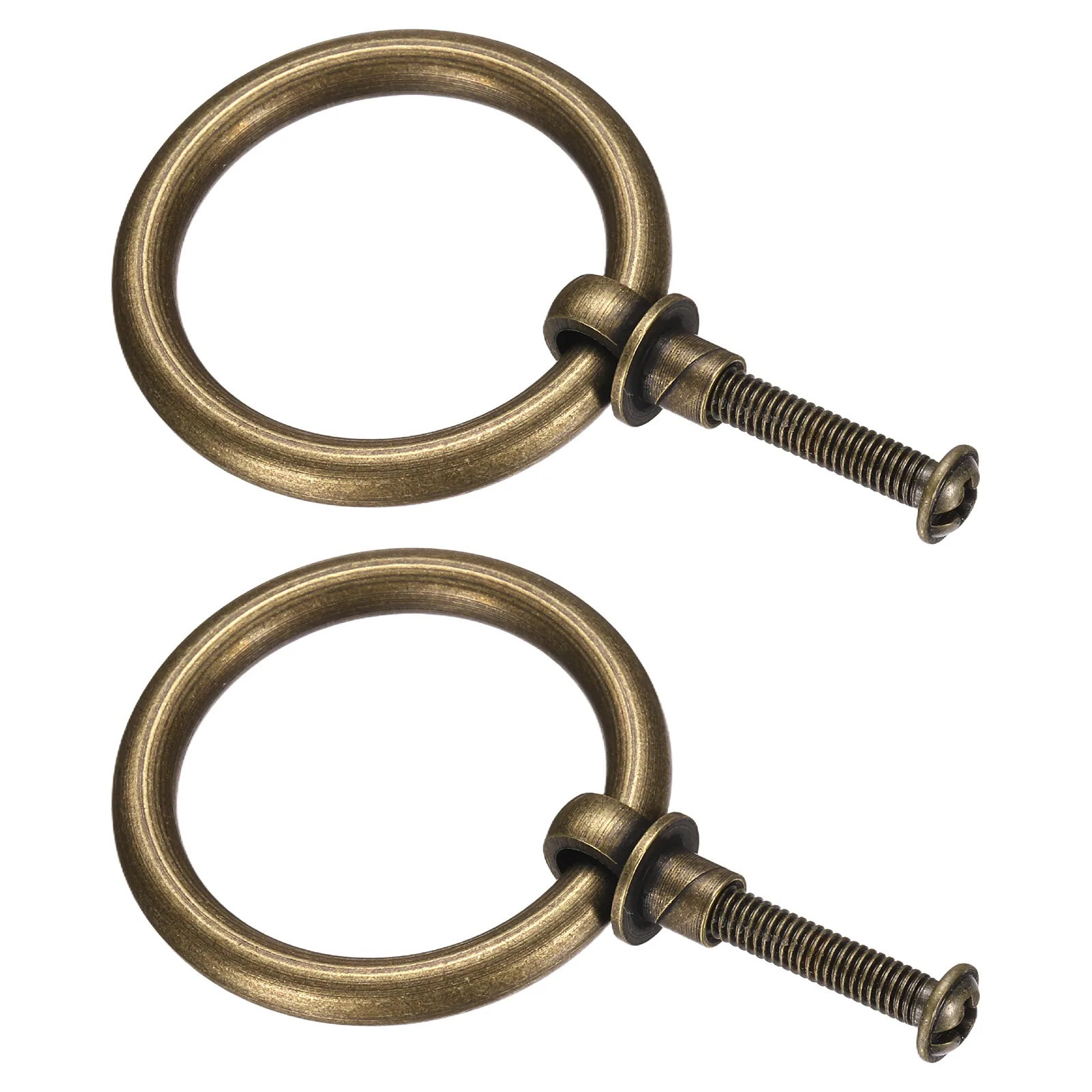 Unique Bargains 2pcs 1.57 Inch Brass Drawer Pulls and Knobs Cupboard Cabinet Drawer Rings Pulls Knob with Screws for Dresser Cabinet Closet Cupboard | Lowe's
