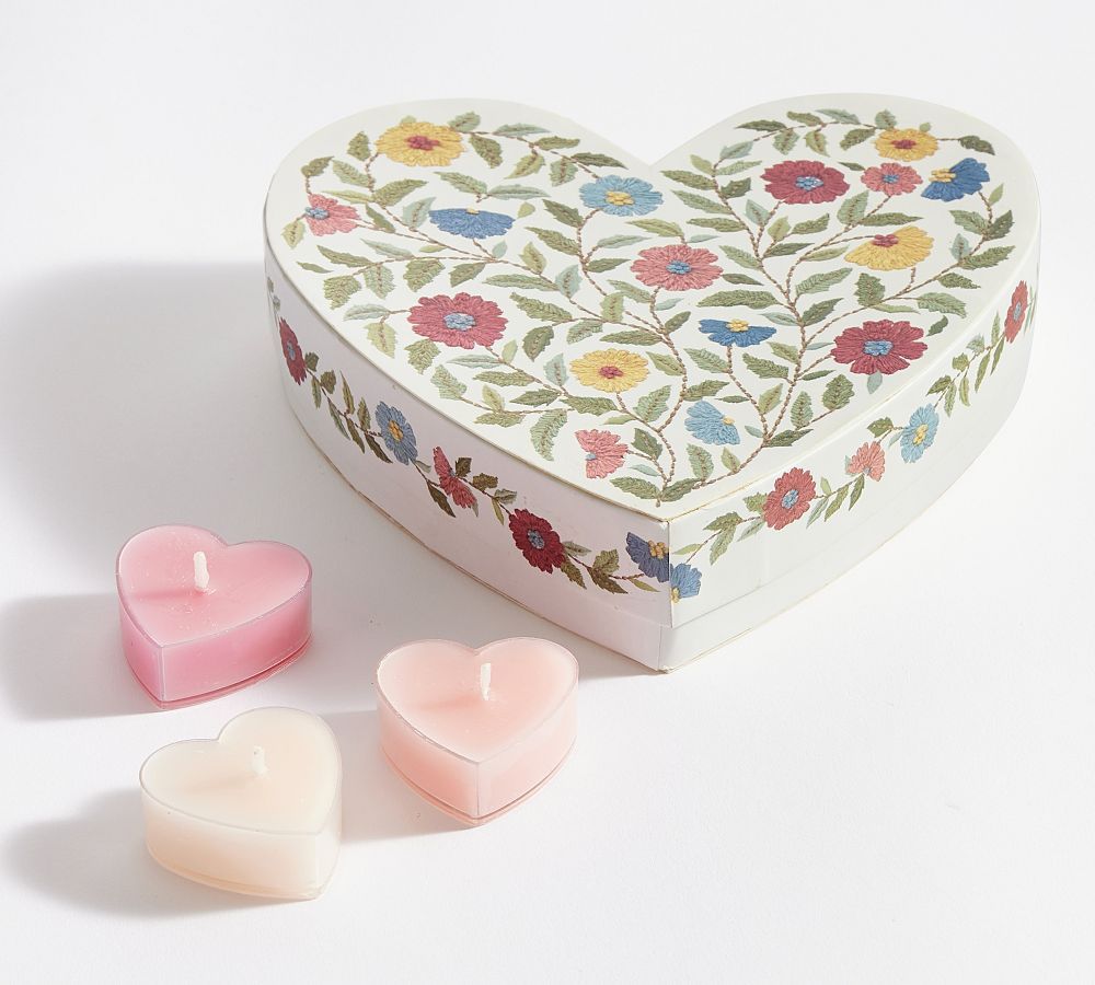 Ombre Hearts Scented Tealight Gift Set - Rose Peony | Pottery Barn (US)