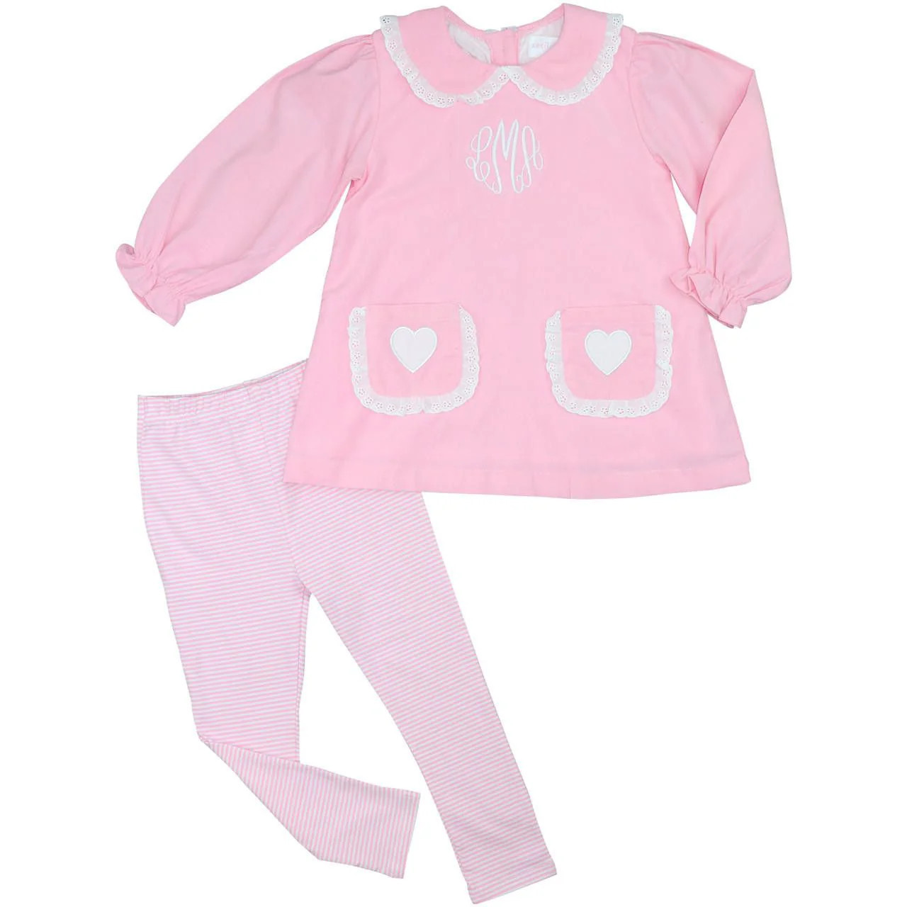 Pink Pocket Heart Eyelet Legging Set | Cecil and Lou
