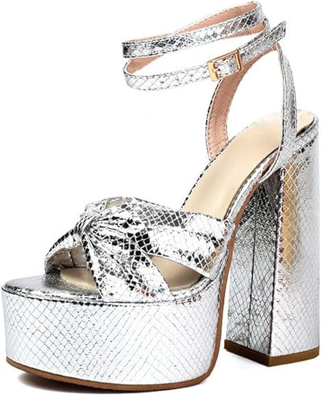 Platform Heels for Women Ankle Strap Chunky High Heel Sandals | Amazon (US)