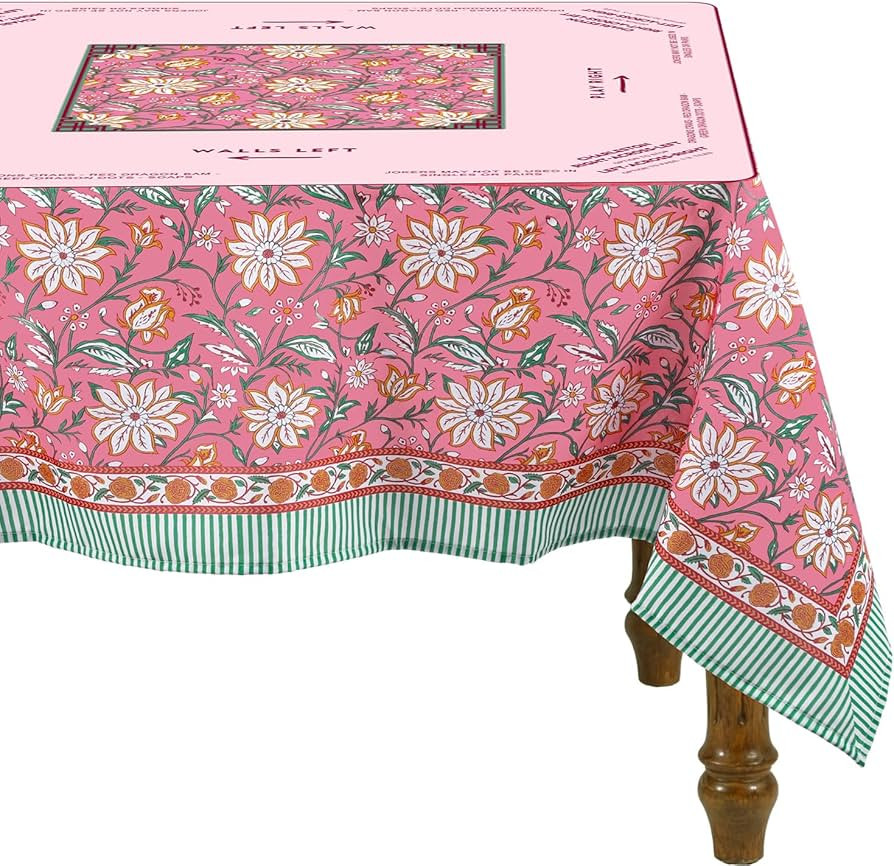 Mahjong Tablecloth 55" x 55" Polyester Square Instructional Design with Rules for Family Game Nig... | Amazon (US)