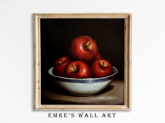 Apple Still Life Painting Vintage Fruit Still Life Country - Etsy | Etsy (US)