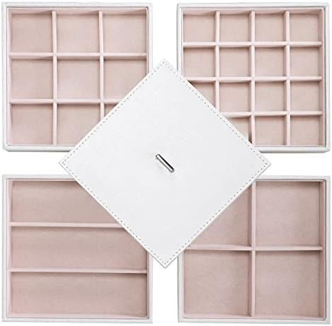 BEWISHOME Jewelry Organizer Trays Stackable Earring Storage Trays with Lid for Dresser and Drawer... | Amazon (US)