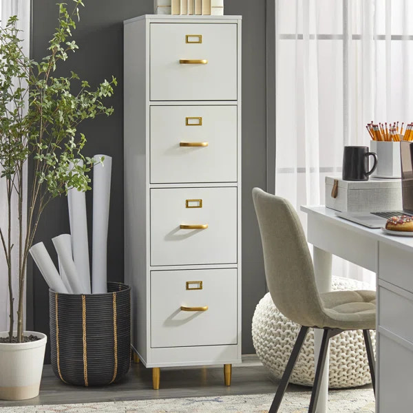 Holyoke 15'' Wide 4 -Drawer Vertical Filing Cabinet | Wayfair North America