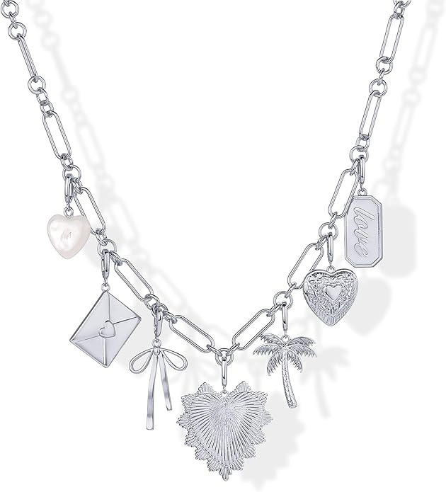 PAVOI 14K Gold Plated Chunky Charm Necklace Pack for Women | Statement Paperclip Chain Necklaces ... | Amazon (US)