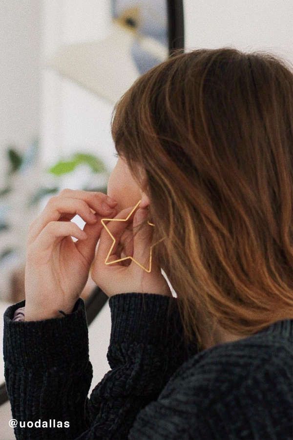 18k Gold-Plated Geometric Hoop Earring | Urban Outfitters US