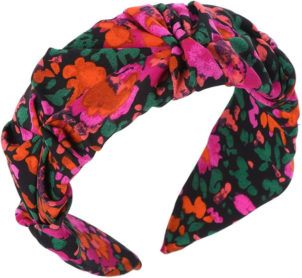 Flower Print Headband Bezel Turban Scrunchies for Women Hairband Girls Hair Accessories Head Hoop... | Amazon (UK)