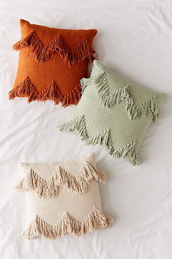 Sadie Fringe Throw Pillow - Brown 18X18 at Urban Outfitters | Urban Outfitters (US and RoW)