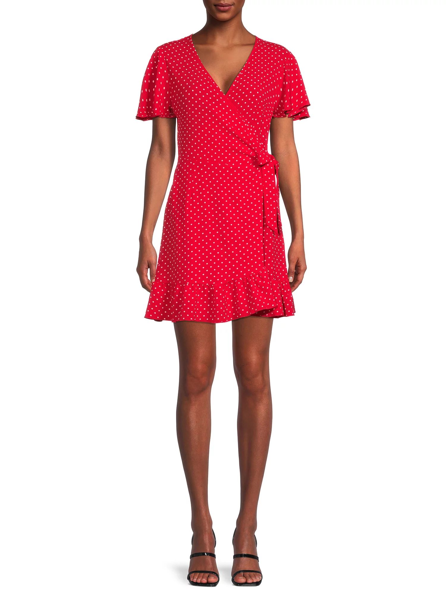 Nine.Eight Women Flutter Sleeve Short Wrap Dress | Walmart (US)