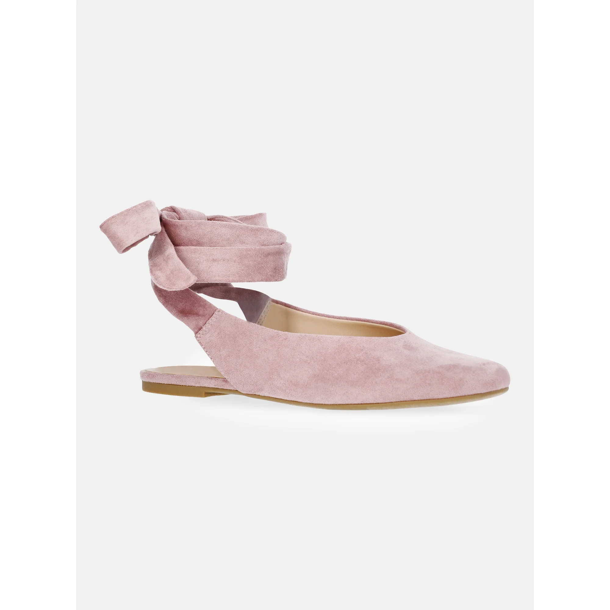 Scoop Women's Faux Suede Ankle Wrap Ballet Flats | Walmart (US)