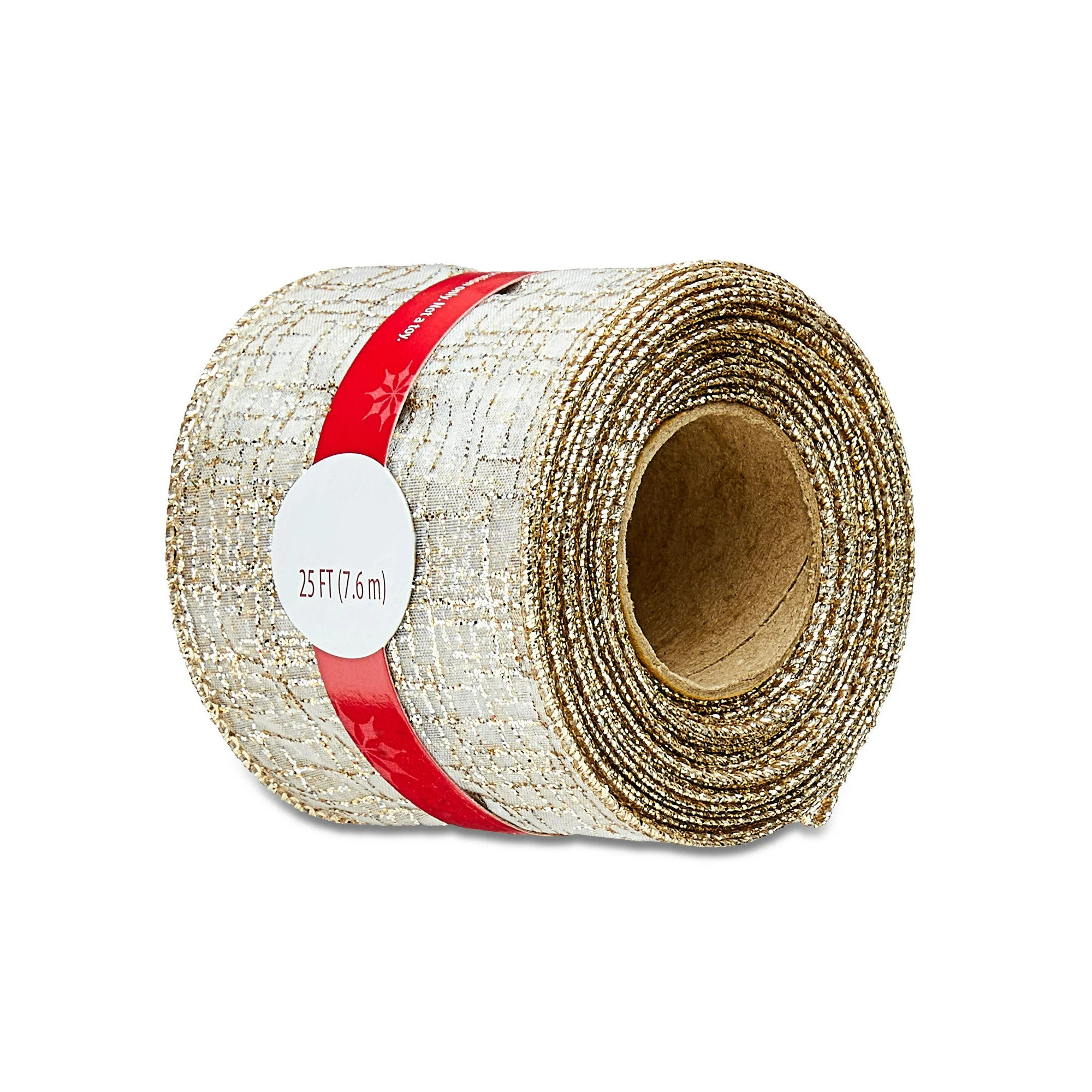 Champagne Gold Sheer Nylon Christmas Ribbon, 25 ft, by Holiday Time | Walmart (US)