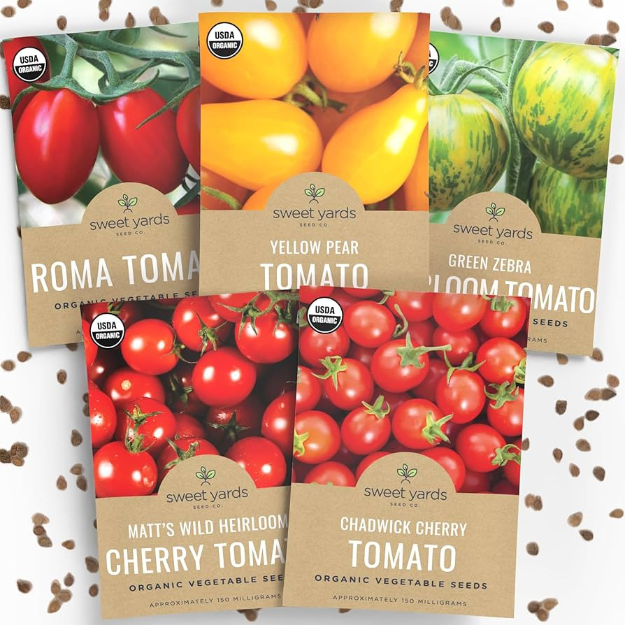 Organic Cherry Tomato Seeds Variety Pack - 5 Individual Packs - 2025 Season - Green Zebra, Matt's... | Amazon (US)