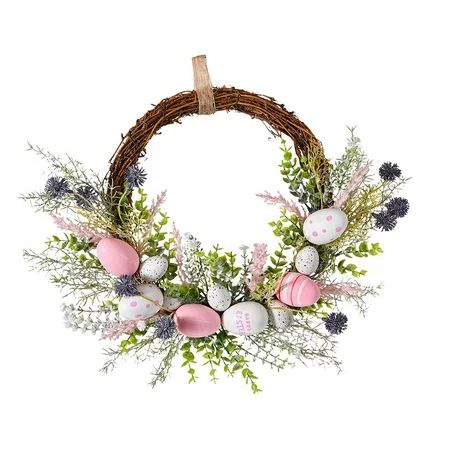 Artificial Easter Egg Wreath Hanging Ornament Easter Decorations Silk flower Wreath for Front Doo... | Walmart (CA)