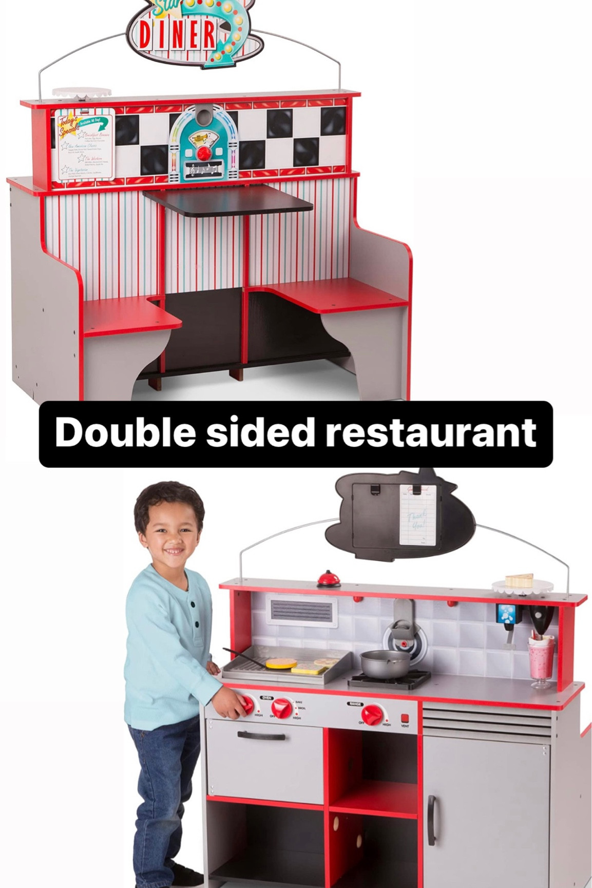 A cute gift to role play. A restaurant on one side and a dinner on the other. A great kids gift to play! 

#LTKCyberweek #LTKHoliday #LTKkids
