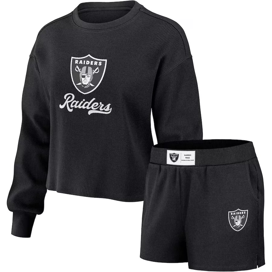 Las Vegas Raiders WEAR by Erin Andrews Women's Full-Zip Varsity Jacket -  Black/White