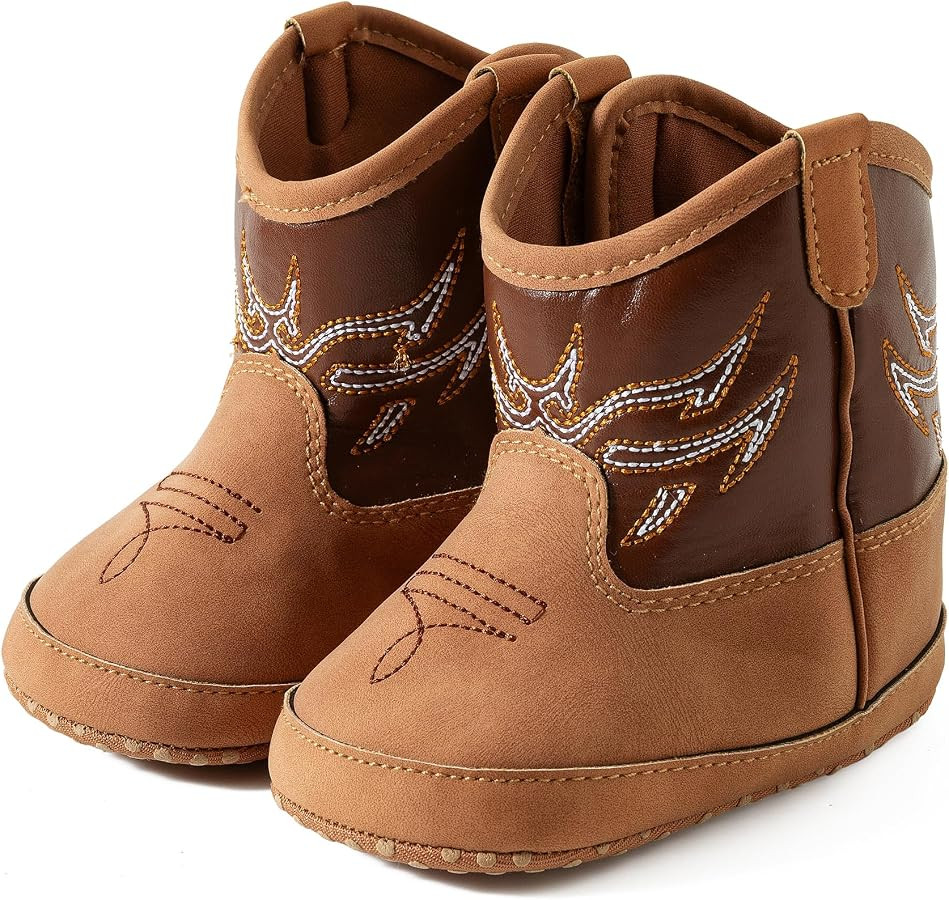 Baby Boys Girls Cowboy Boots Infant Western Booties Toddler Soft Sole Non-Slip First Walker Crib ... | Amazon (US)