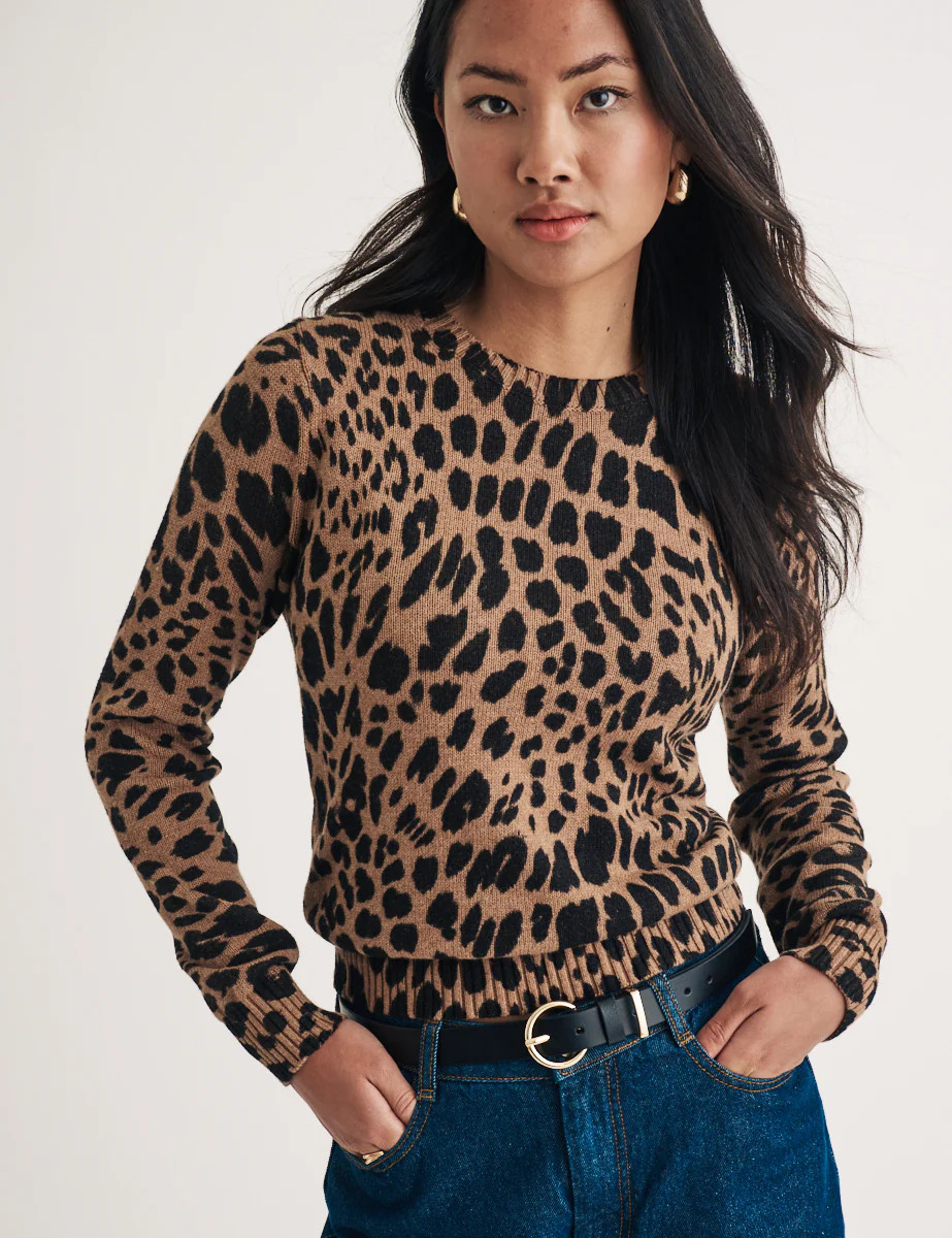 Leopard Print Wool Blend Knitted Jumper | Nobody's Child