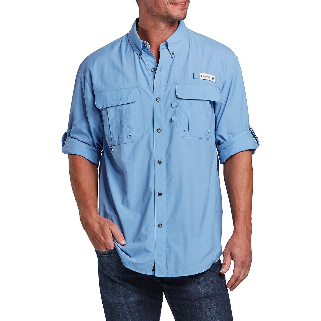 Magellan Outdoors Men's Laguna Madre Solid Long Sleeve Fishing Shirt | Academy | Academy Sports + Outdoors