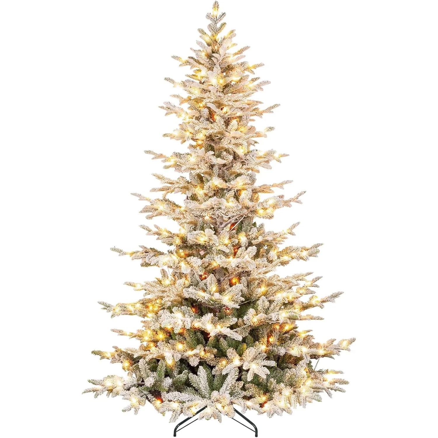 Romswi 7.5 ft Pre-lit Snow Flocked Artificial Christmas Tree with 450 Warm White LED Lights PR & ... | Walmart (US)