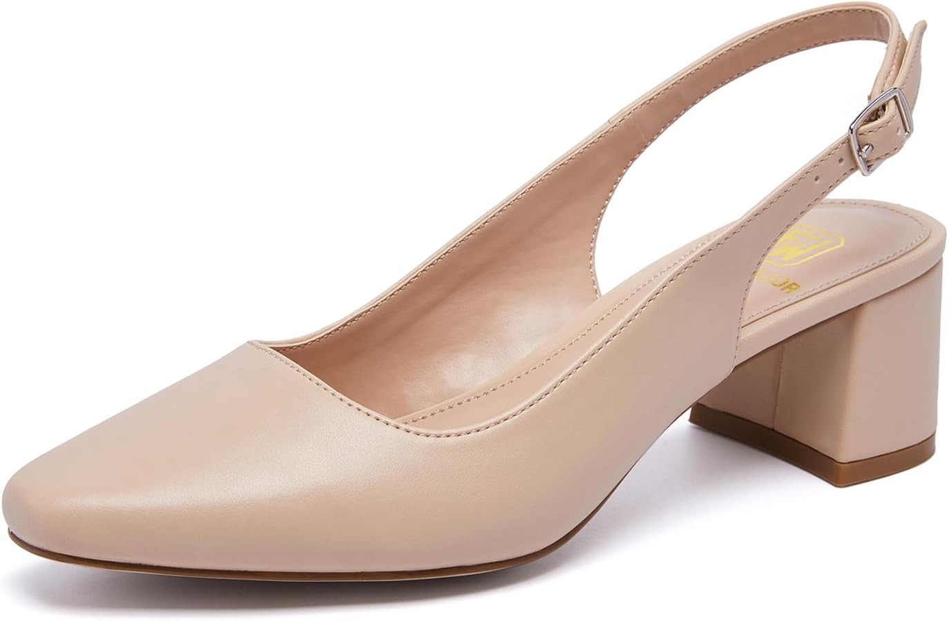 Women's Low Chunky Slingback Heels Square Toe Block Dress Shoes Closed Toe Comfortable Wedding Of... | Amazon (US)