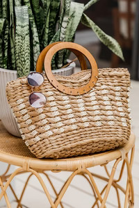 Take A Day Trip Tan Woven Straw Purse | Pink Lily