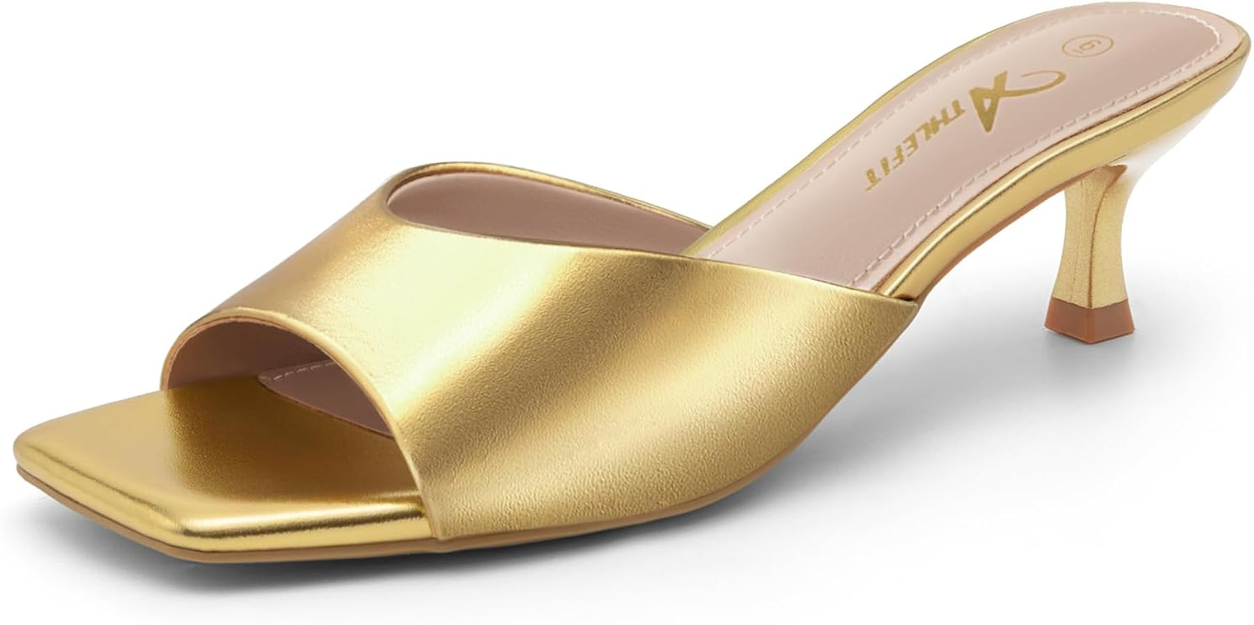 Athlefit Kitten Heels for Women Heeled Sandals Square Open Toe Low Heels Comfortable Slip On Slid... | Amazon (US)