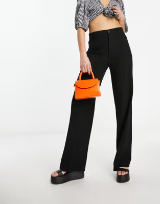 Pull&Bear high waisted tailored trousers in black | ASOS | ASOS (Global)