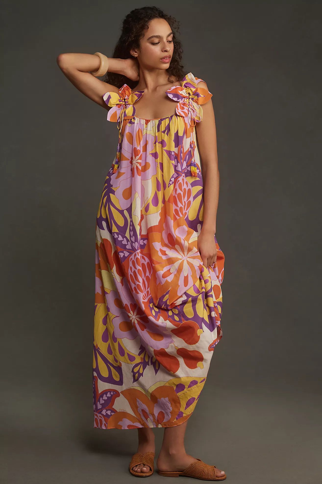 Farm Rio Lee Floral Sleeveless Maxi Dress | Anthropologie (US)