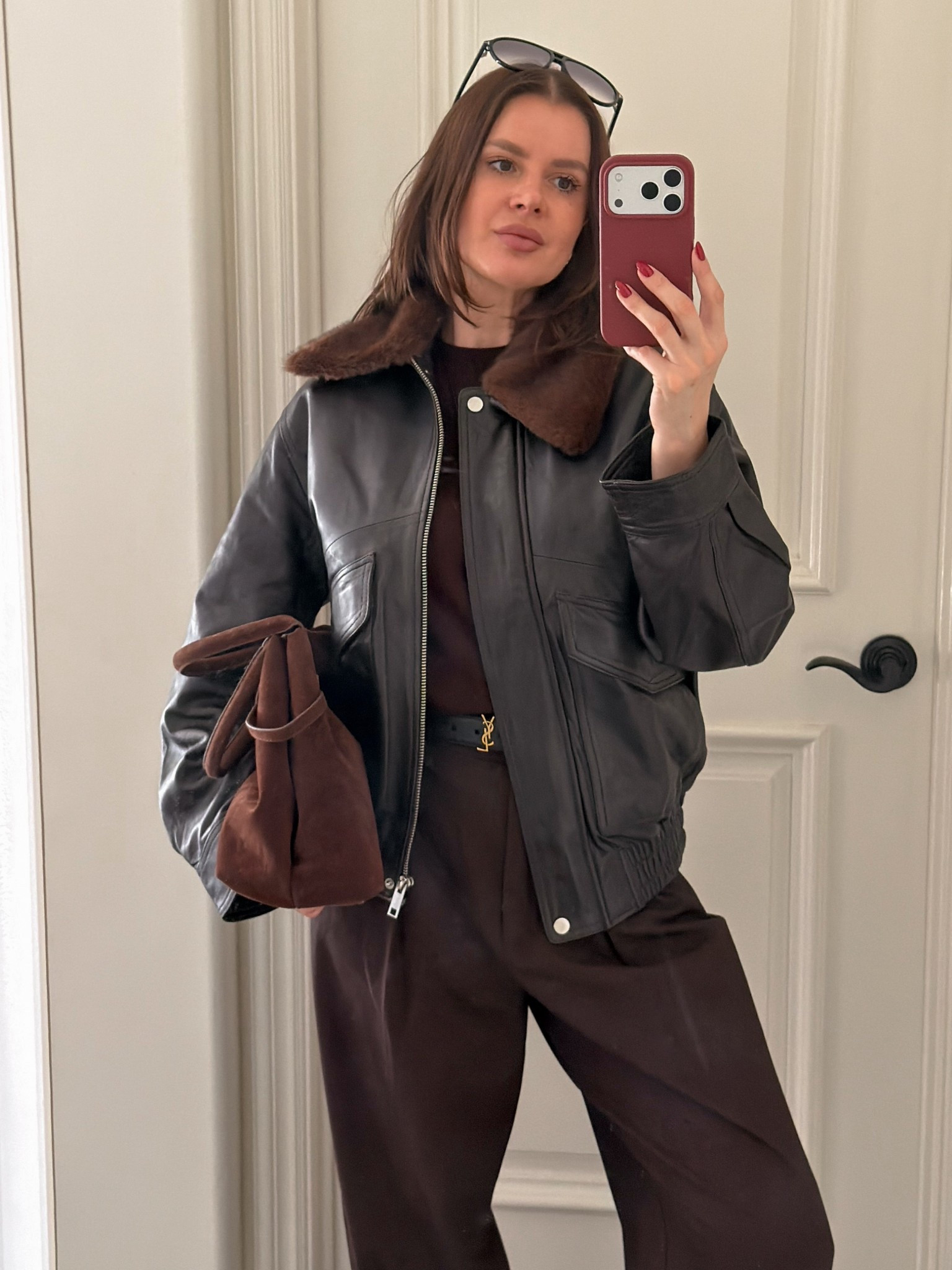 Chocolate brown for fall 

#falloutfit #jacket #leather #suede 

#LTKSeasonal #LTKFindsUnder50 #LTKFindsUnder100