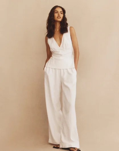 Linen Blend Pants in White | Glassons | Glassons (NZ)