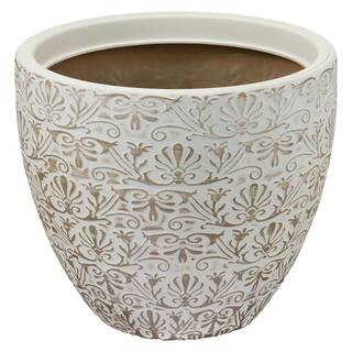 Aurelia Vintage Cream Decorative High-Density Resin Planter (12 in. L x 12 in. W x 10.4 in. H) | The Home Depot