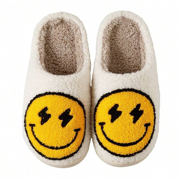 Cute Cartoon Face Graphic Women Bedroom Slippers Corduroy Fashion Slippers | SHEIN