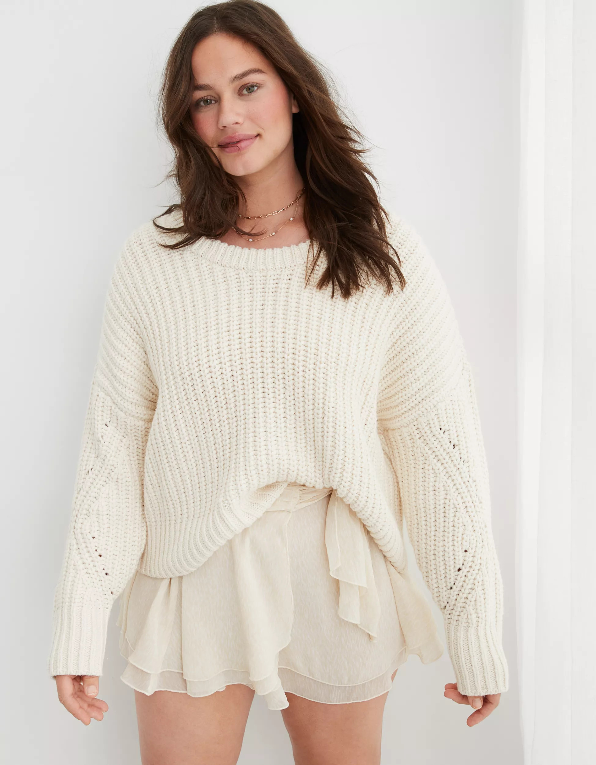 Aerie Wide Rib Crew Sweater | Aerie