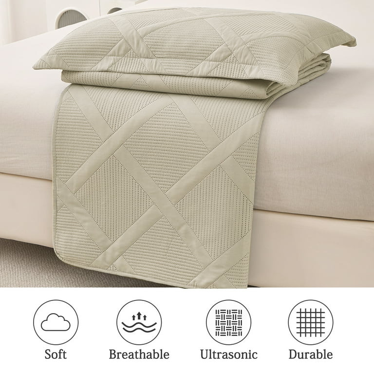 Jessy Home Queen/Full Size Quilts Green Lightweight Floral Microfiber Bedspread Coverlet Set | Walmart (US)