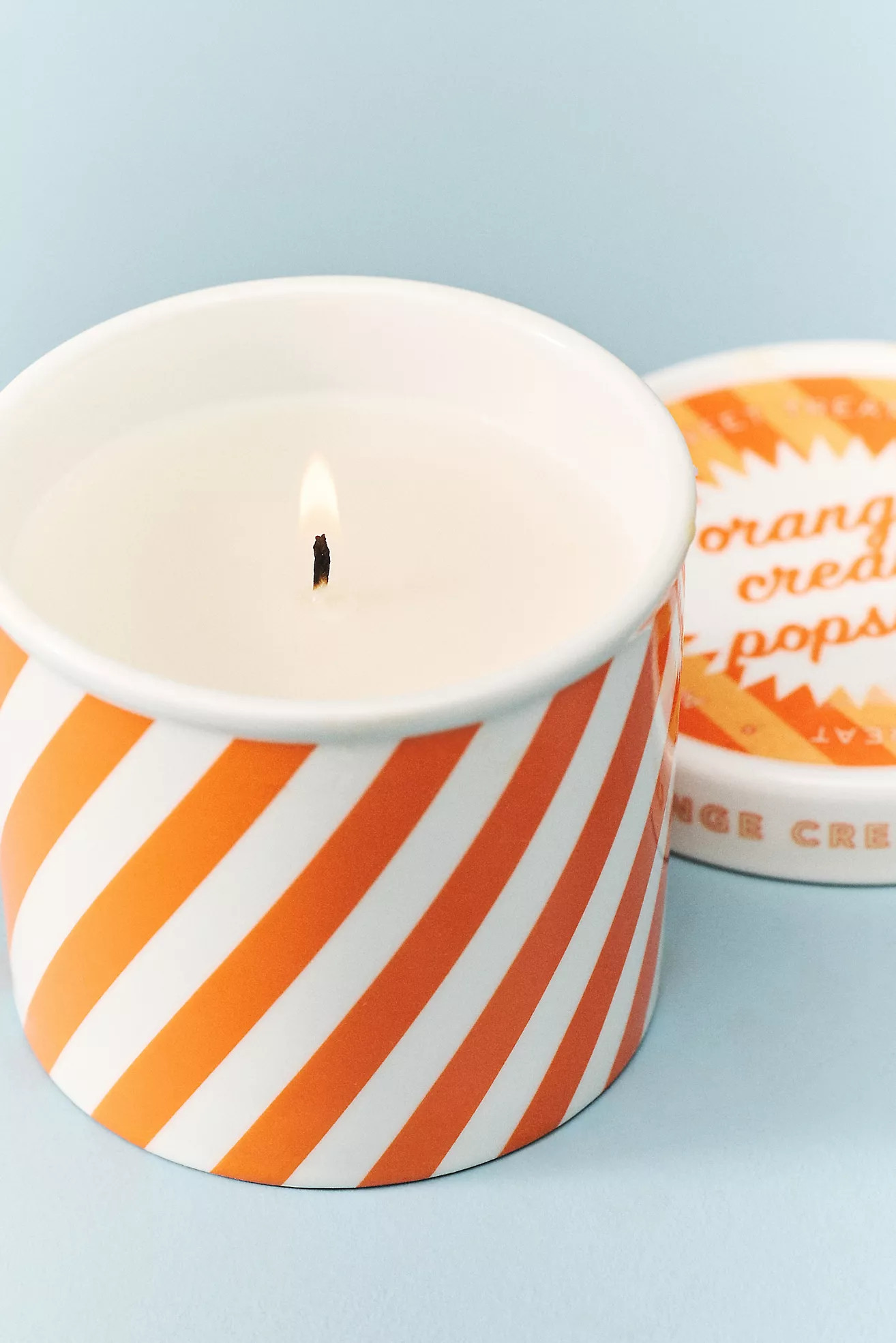 Gourmand Orange Cream Popsicle Ceramic Ice Cream Pint Candle | Anthropologie (US)