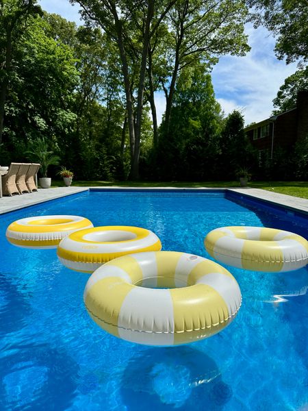 Who loves vintage style pool tubes? These come in several colors including yellow, blue, light blue, pink, beige. The inflatable electric pump is the best out there. Quick and affordable! Summer is fun again. Pool essentials. Summer fun.

#LTKSeasonal #LTKHome #LTKSwim